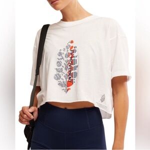 FP Movement by Free People White Graphic Crop Top